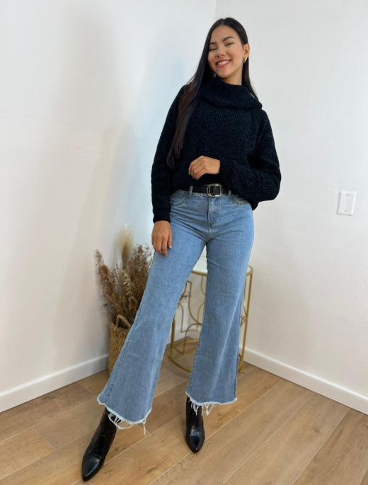 Wide leg fleco rígido