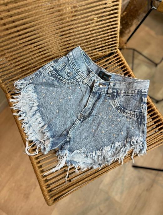 Short fleco strass