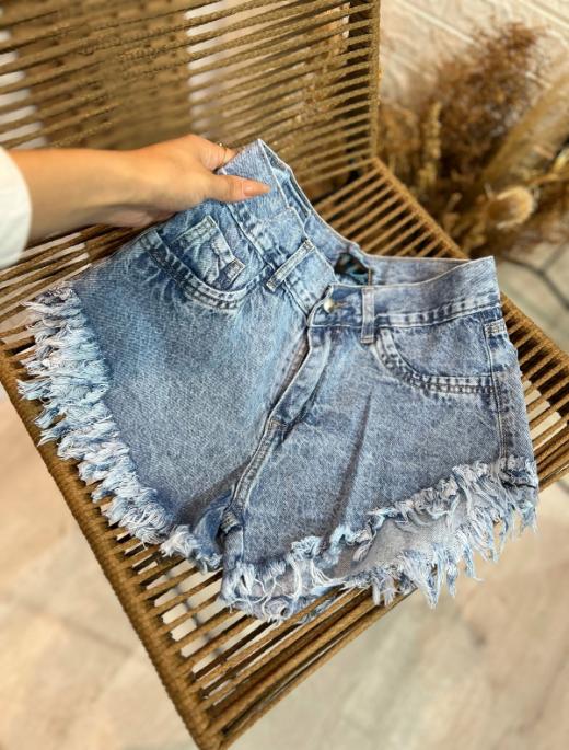 Short fleco playero celeste