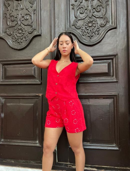 Conjunto Broderie rojo