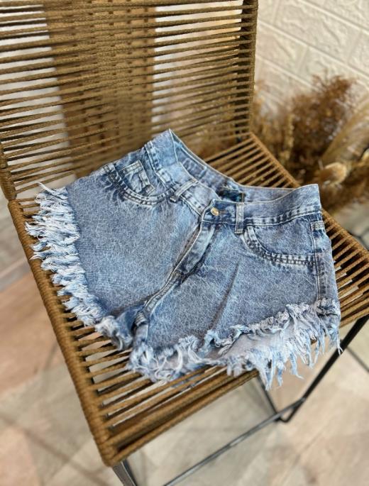 Short fleco playero celeste