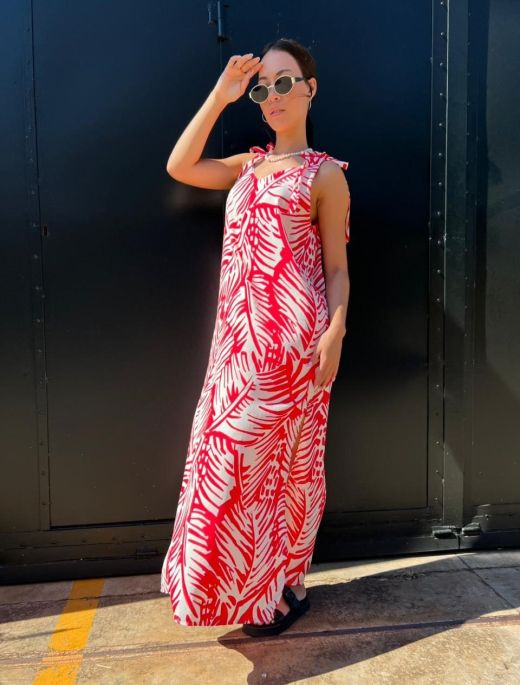 Vestido fibrana rojo