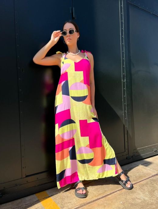 Vestido fibrana amarillo