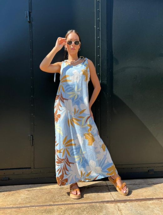 Vestido fibrana celeste