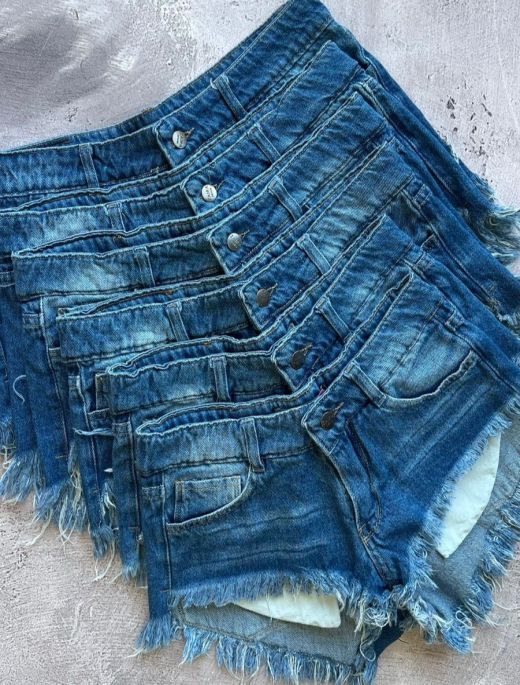 Short tiro bajo denim azul
