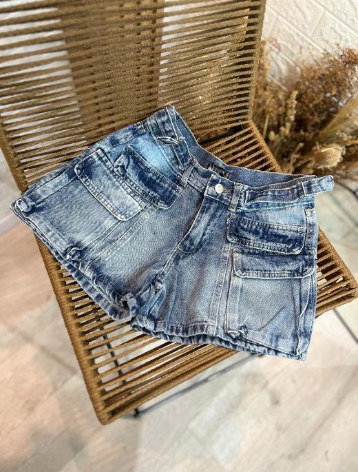 Short denim cargo celeste