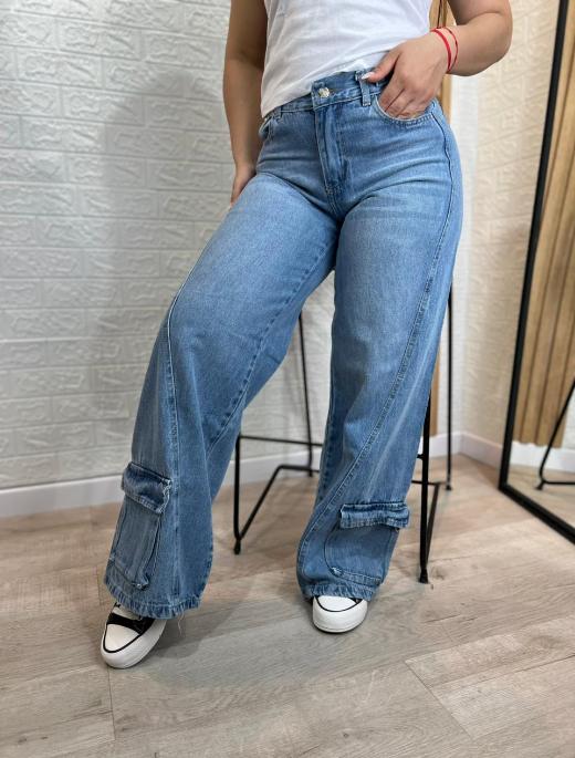 Wide leg cargo azul