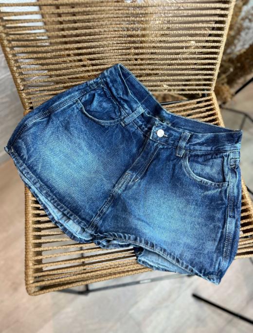 Short pollera azul denim