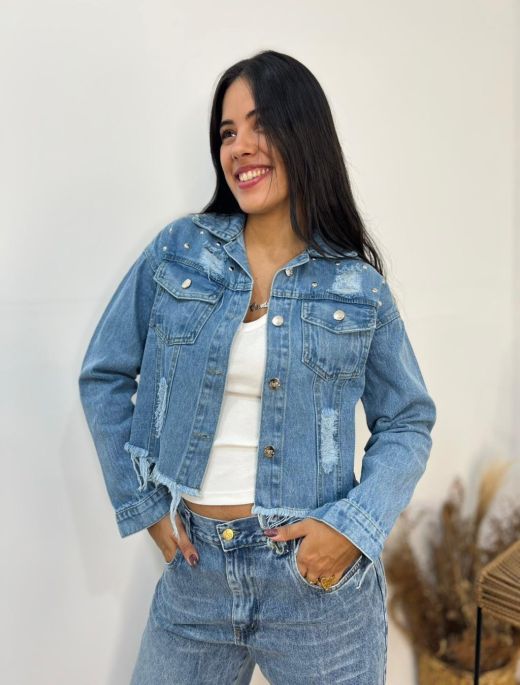 Campera jean tacha 