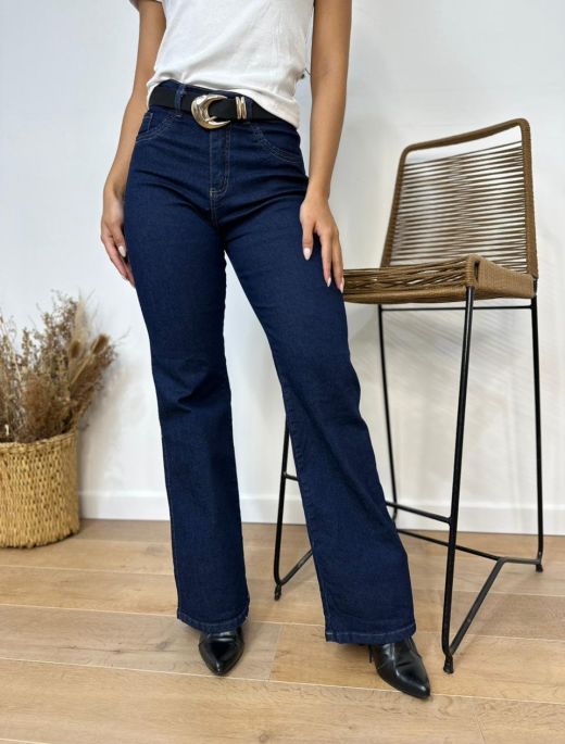 Wide leg elastizado azul 